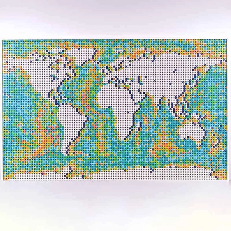 Earth Art World Map 31203 Ideas Creator Expert 11695Pcs Building Blocks Kids Toy KING 61203