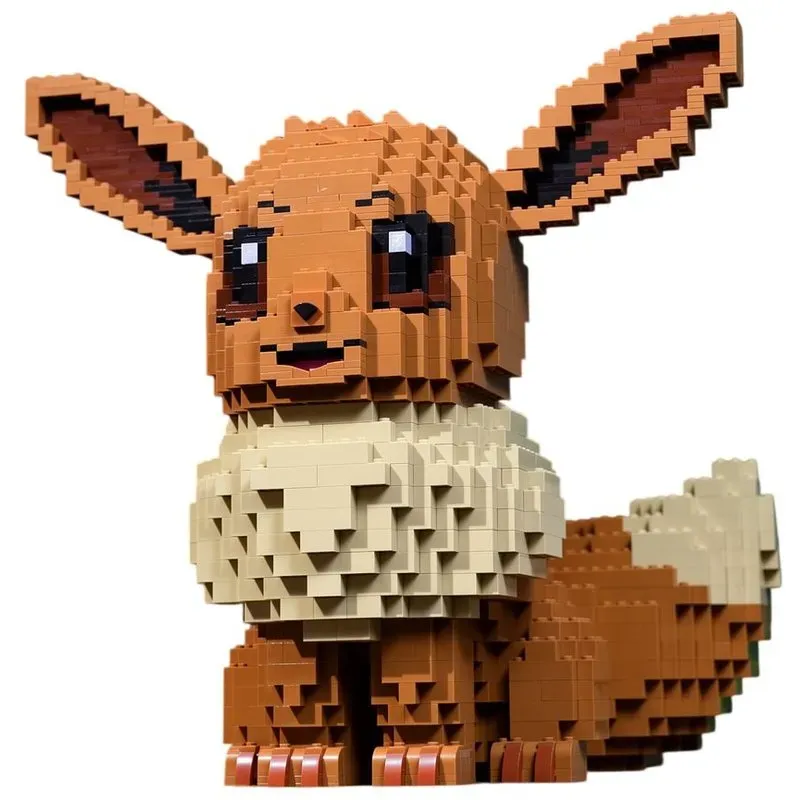 Eevee Life size Pokemon Mystic Fox MOC Creature 2000Pcs Building Blocks Kids Toy