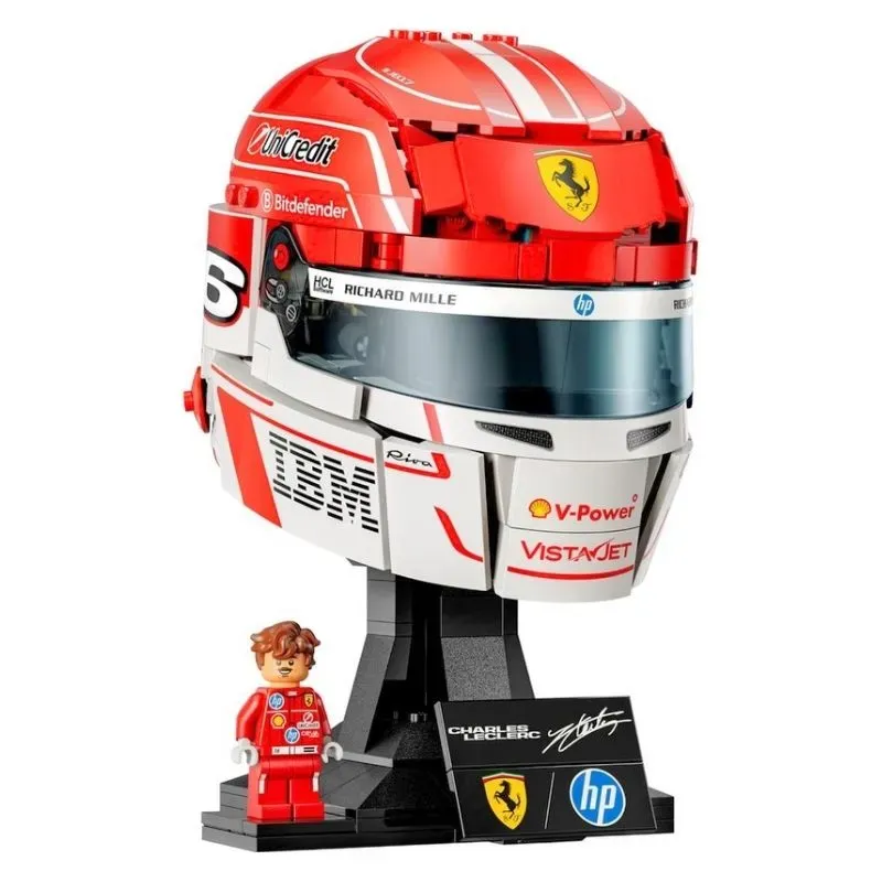 Scuderia Ferrari HP Charles Leclerc Helmet 43014 Formula 1 Race 886Pcs Building Blocks Kids Toy